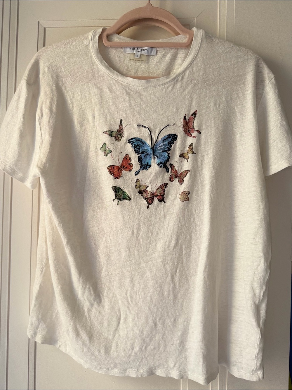 Gerard Darel Women's White Butterfly Tee